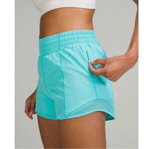 Lululemon Hotty Hot High-Rise Lined Short 4" Electric Turquoise Size 14